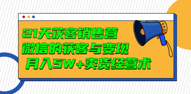 【副业项目3530期】微信营销的方法和技巧：21天获客销售营，带你破解微信的获客与变现-悠闲副业网