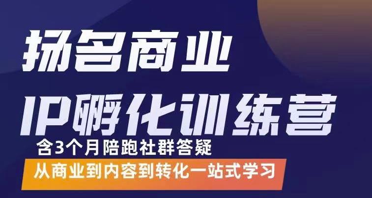 【副业项目3580期】商业IP孵化训练营：从商业到内容到转化一站式学 ，教你怎样打造商业ip-悠闲副业网