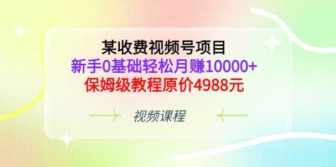 【副业项目3671期】某收费视频号项目，新手0基础轻松月收入过万的副业-悠闲副业网