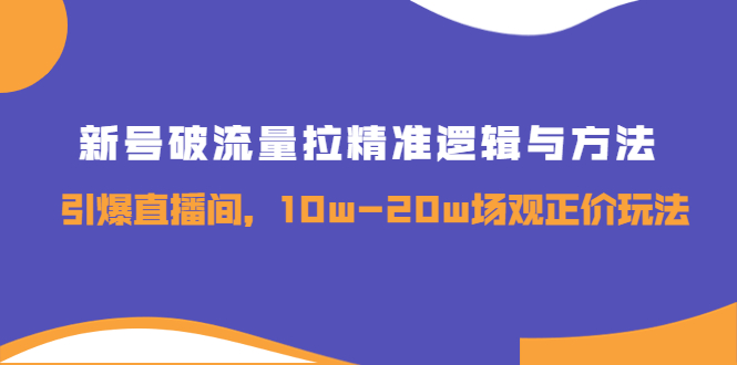 【副业项目4076期】新号破流量拉精准逻辑与方法，怎样引爆直播间，10w-20w场观正价玩法-悠闲副业网