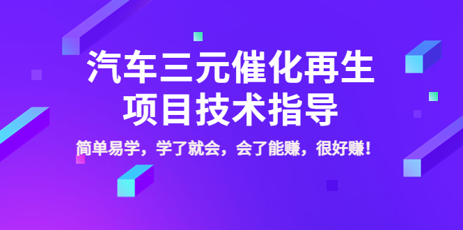 【副业项目4117期】汽车三元催化再生项目技术指导，简单易学，学了就会，会了能赚，很好赚-悠闲副业网