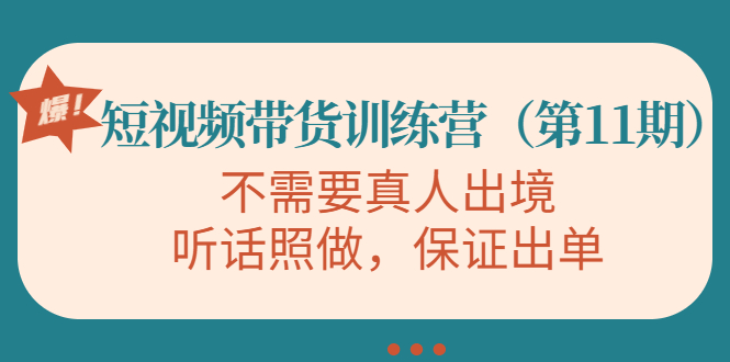 【副业项目4328期】短视频带货训练营（第11期），不需要真人出境，听话照做，保证出单-悠闲副业网