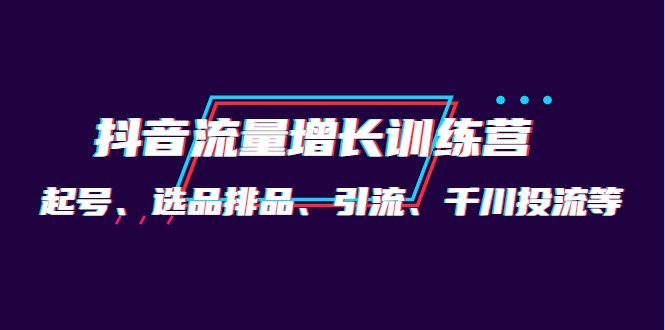 【副业项目4335期】月销1.6亿实操团队·抖音流量增长训练营：起号、选品排品、引流 千川投流等-悠闲副业网