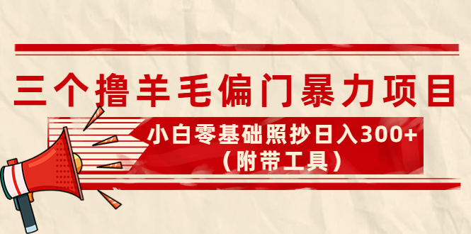 【副业项目4412期】外面卖998的三个撸羊毛偏门暴力项目，小白零基础照抄日入300+（附带工具）-悠闲副业网