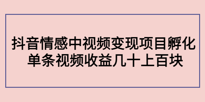 【副业项目4562期】黄岛主副业孵化营第5期：抖音情感中视频变现项目孵化 单条视频收益几十上百-悠闲副业网