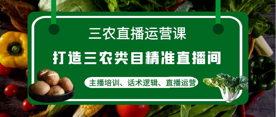 【副业项目4824期】三农直播运营课：打造三农类目精准直播间，主播培训、话术逻辑、直播运营-悠闲副业网