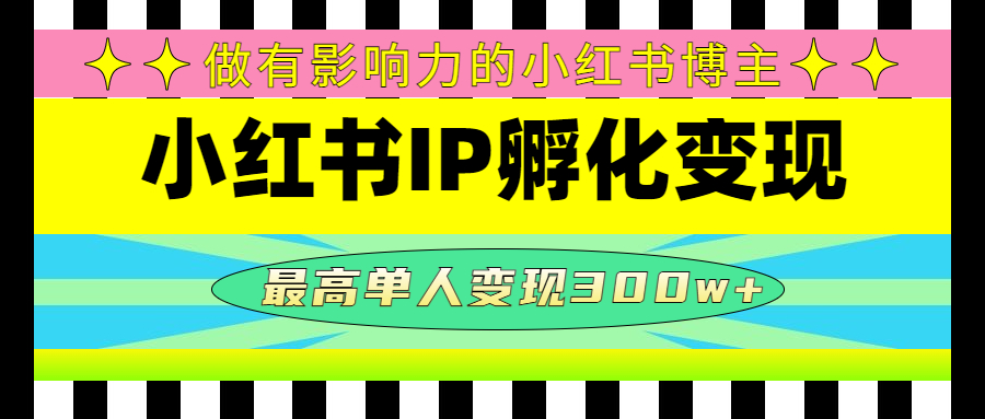 【副业项目4851期】某收费培训-小红书IP孵化变现：做有影响力的小红书博主，最高单人变现300w+-悠闲副业网