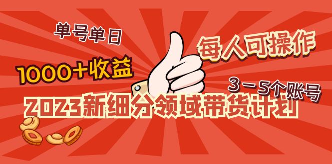 【副业项目5040期】2023新细分领域带货计划：单号单日1000+收益不难，每人可操作3-5个账号-悠闲副业网