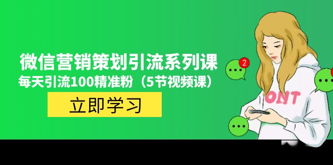 【副业项目5143期】价值百万的微信营销策划引流系列课，每天引流100精准粉（5节视频课）-悠闲副业网