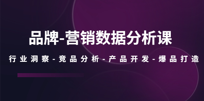 【副业项目5644期】品牌-营销数据分析课，行业洞察-竞品分析-产品开发-爆品打造-悠闲副业网