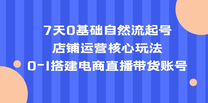 【副业项目5468期】7天0基础自然流起号，店铺运营核心玩法，0-1搭建电商直播带货账号-悠闲副业网