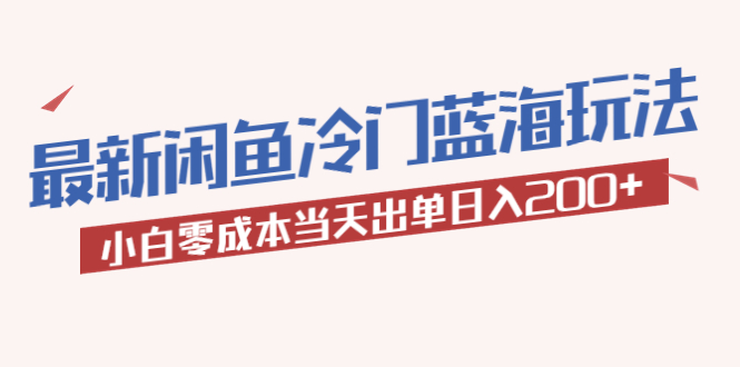 【副业项目5927期】2023最新闲鱼冷门蓝海玩法，小白零成本当天出单日入200+-悠闲副业网