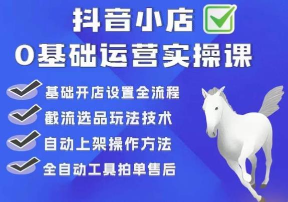 【副业项目6317期】白马电商·0基础抖店运营实操课，基础开店设置全流程，截流选品玩法技术-悠闲副业网