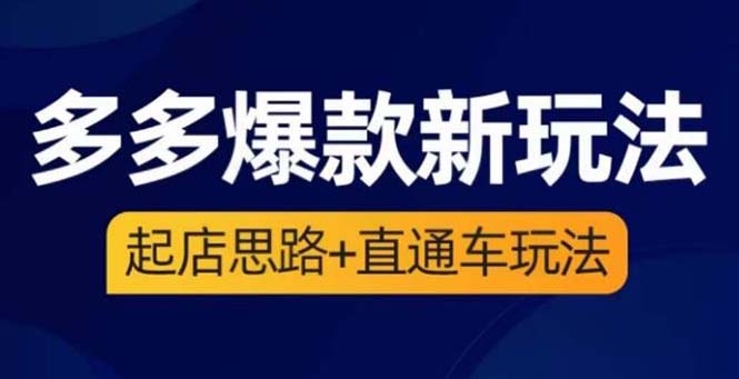 【副业项目6039期】2023拼多多爆款·新玩法：起店思路+直通车玩法（3节精华课）-悠闲副业网