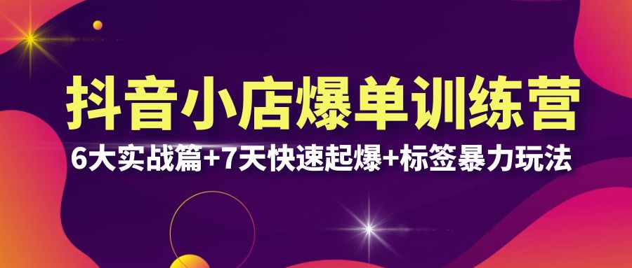 【副业项目6429期】抖音小店爆单训练营VIP线下课：6大实战篇+7天快速起爆+标签暴力玩法(32节)-悠闲副业网