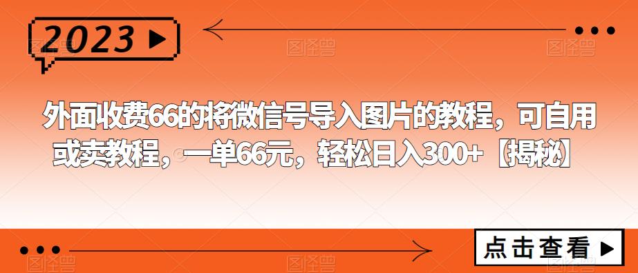 【副业项目6459期】外面收费66的将微信号导入图片的教程，可自用或卖教程，一单66元，轻松日入300+-悠闲副业网