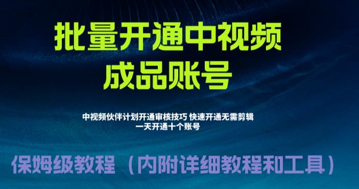 【副业项目6718期】外面收费1980暴力开通中视频计划教程，附 快速通过中视频伙伴计划的办法-悠闲副业网