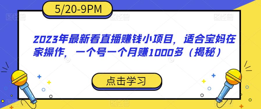 【副业项目6698期】2023年最新看直播赚钱小项目，适合宝妈在家操作，一个号一个月赚1000多（揭秘）-悠闲副业网