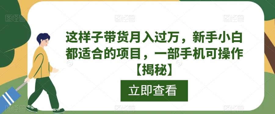 【副业项目6858期】这样子带货月入过万，新手小白都适合的项目，一部手机可操作【揭秘】-悠闲副业网