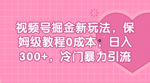 【副业项目7045期】视频号掘金新玩法，保姆级教程0成本，日入300+，冷门暴力引流-悠闲副业网