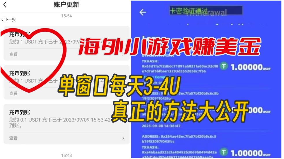 【副业项目7338期】海外小游戏美金项目真正可以达到3-4U单窗口的方法，单台电脑收入300+【揭秘】-悠闲副业网