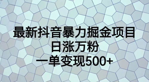 【副业项目7237期】抖音暴力掘金项目，日涨万粉，多种变现方式，一单变现可达500+-悠闲副业网