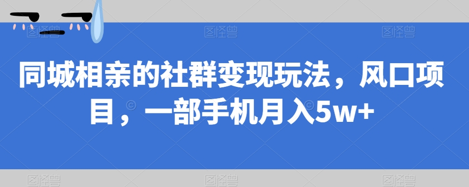 【副业项目7512期】同城相亲的社群变现玩法，风口项目，一部手机月入5w+【揭秘】-悠闲副业网