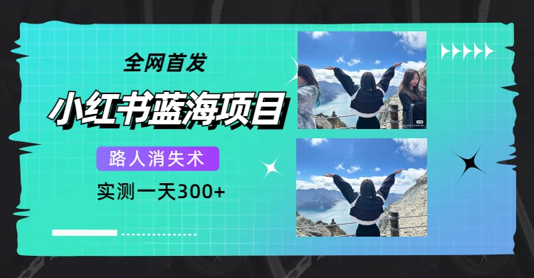 【副业项目7750期】全网首发，小红书蓝海项目，路人消失术，实测一天300+（教程+工具）-悠闲副业网