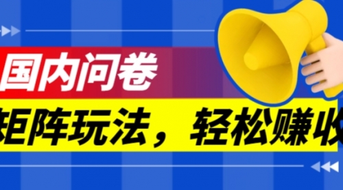 【副业项目7605期】保姆级教程，国内问卷矩阵玩法，轻松赚收益-悠闲副业网