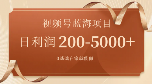 【副业项目7898期】视频号蓝海项目，0基础在家也能做，日入200-5000+【附266G资料】-悠闲副业网