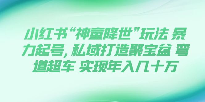 【副业项目7983期】小红书“神童降世”玩法 暴力起号,私域打造聚宝盆-悠闲副业网