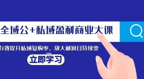 【副业项目8291期】全域公+私域盈利商业大课，有效提升私域复购率，放大利润且持续变现-悠闲副业网