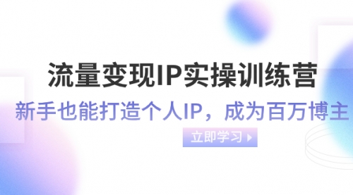 【副业项目8349期】流量变现-IP实操训练营：新手也能打造个人IP，成为百万博主-悠闲副业网