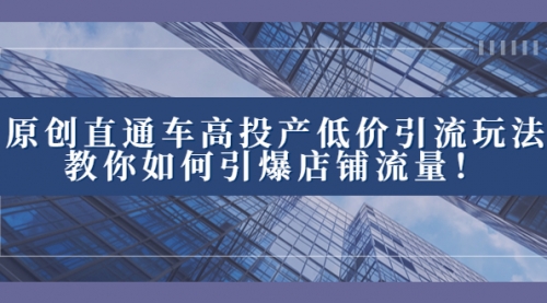 【副业项目8402期】2023直通车高投产低价引流玩法，教你如何引爆店铺流量！-悠闲副业网