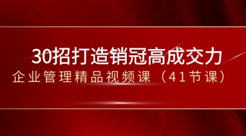 【副业项目8634期】30招-打造销冠高成交力-企业管理精品视频课-悠闲副业网