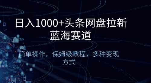 【副业8679期】日入1000+头条网盘拉新蓝海赛道，简单操作，保姆级教程，多种变现方式-悠闲副业网