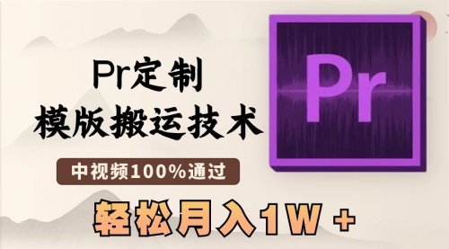 【副业8726期】最新Pr定制模版搬运技术，中视频100%通过-悠闲副业网