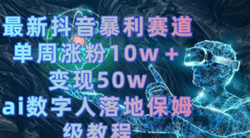 【副业8738期】最新抖音暴利赛道，单周涨粉10w＋变现50w的ai数字人落地保姆级教程-悠闲副业网