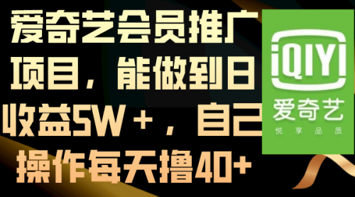 【副业8764期】爱奇艺会员推广项目，能做到日收益5W＋-悠闲副业网