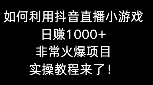 【副业8921期】如何利用抖音直播小游戏日赚1000+，非常火爆项目，实操教程来了！-悠闲副业网