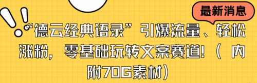 【副业8957期】“德云经典语录”引爆流量、轻松涨粉，零基础玩转文案赛道（内附70G素材）-悠闲副业网