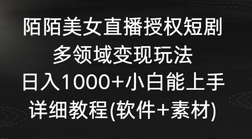 【副业8963期】陌陌美女直播授权短剧，多领域变现玩法，日入1000+-悠闲副业网