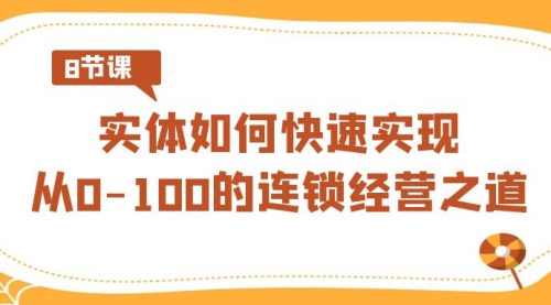 【副业8986期】实体·如何快速实现从0-100的连锁经营之道（8节视频课）-悠闲副业网