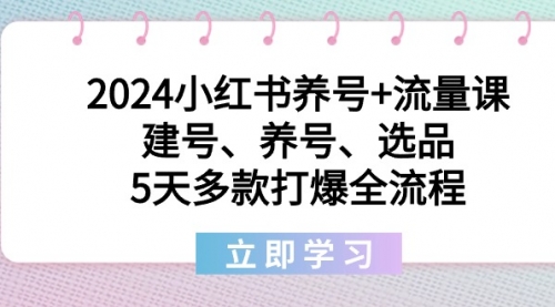 【副业8999期】2024小红书养号+流量课：建号、养号、选品，5天多款打爆全流程-悠闲副业网