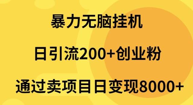 暴力无脑挂机日引流200+创业粉通过卖项目日变现2000+-悠闲副业网