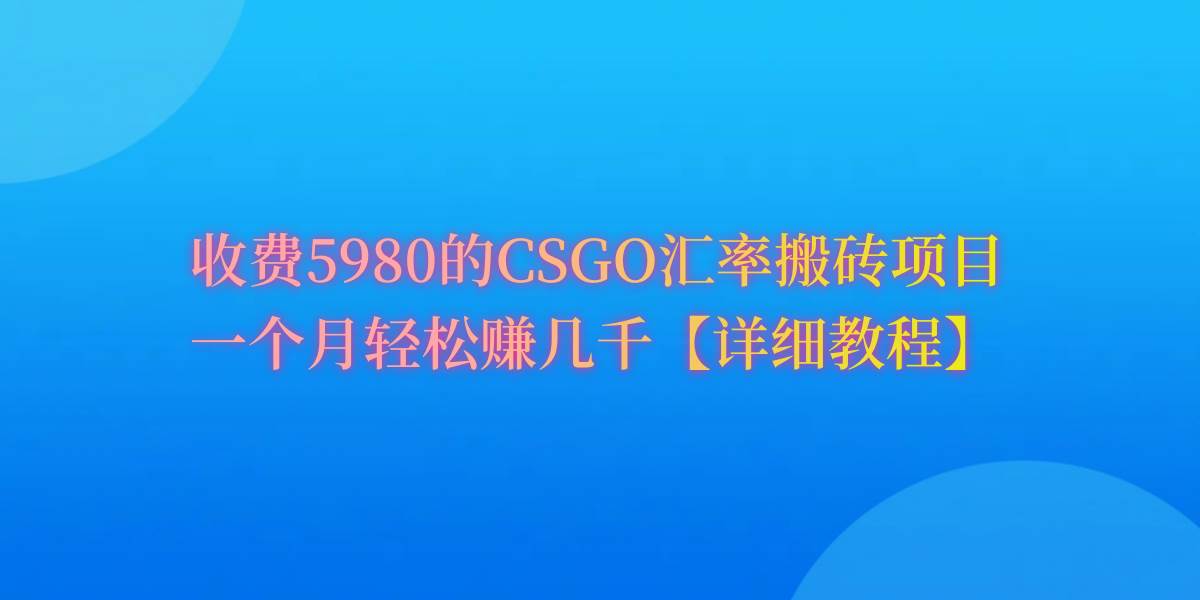 CSGO装备搬砖，月综合收益率高达60%，你也可以！-悠闲副业网