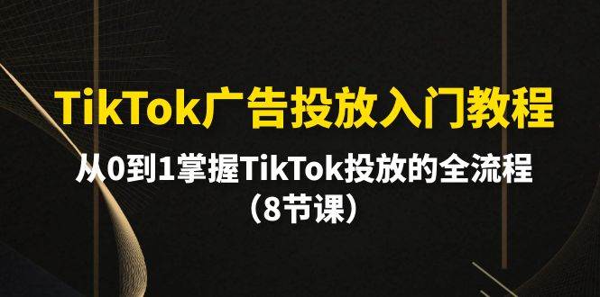 TikTok广告投放入门教程，从0到1掌握TikTok投放的全流程（8节课）-悠闲副业网