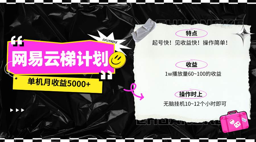 最新网易云梯计划网页版，单机月收益5000+！可放大操作-悠闲副业网