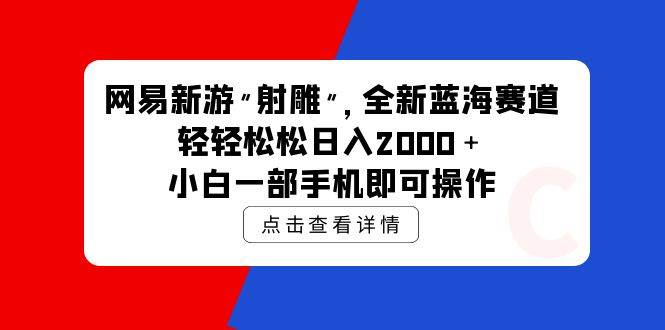 网易新游 射雕 全新蓝海赛道，轻松日入2000＋小白一部手机即可操作-悠闲副业网