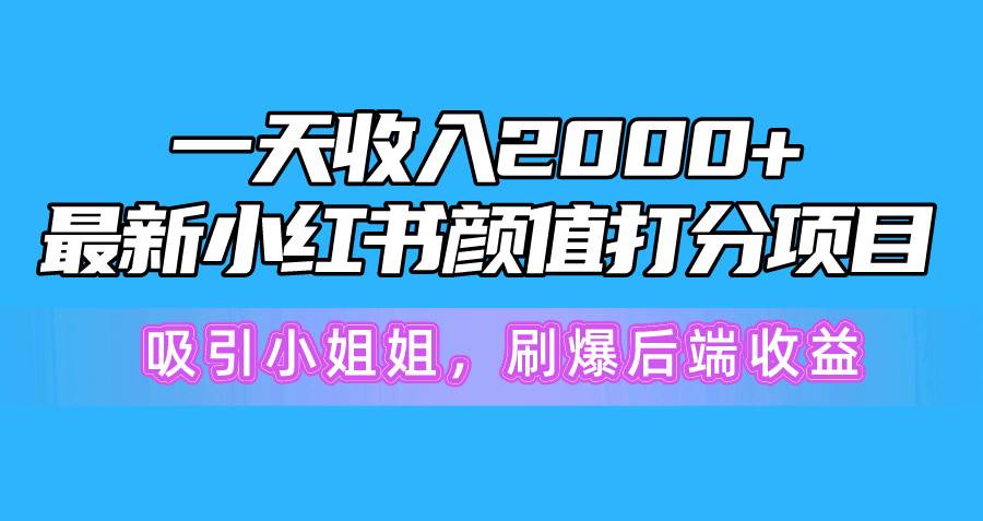 一天收入2000+，最新小红书颜值打分项目，吸引小姐姐，刷爆后端收益-悠闲副业网